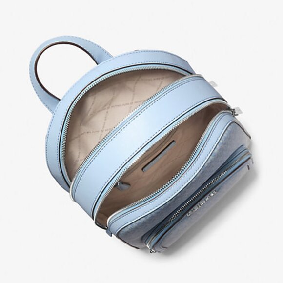 New Michael Kors Jaycee Medium Ombré Signature Logo Backpack Light Sky - Picture 2 of 3